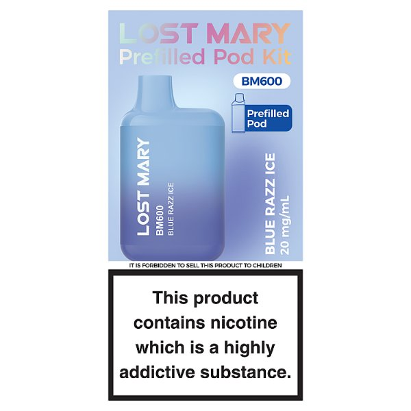 LOST MARY BM600 PREFILLED POD KIT BLUE RAZZ ICE / 20MG