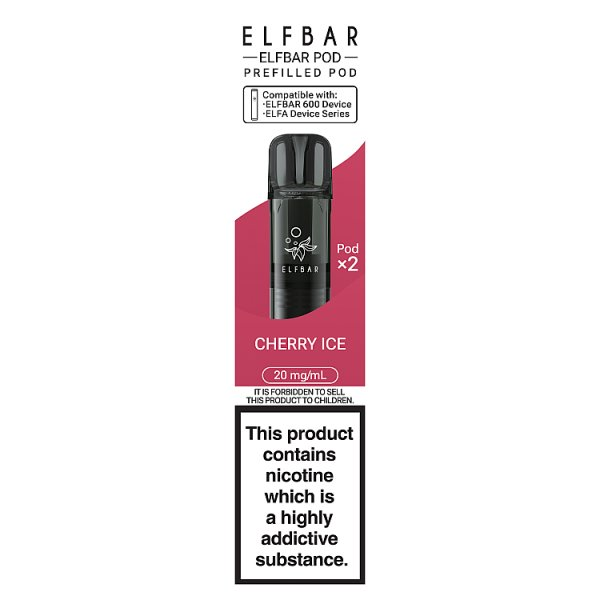 ELF BAR 600 PREFILLED PODS 2 PACK CHERRY ICE / 20MG