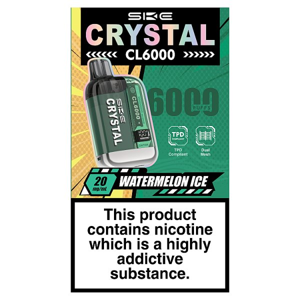 SKE CRYSTAL CL6000 LEGAL BIG PUFF DEVICE WATERMELON ICE / 20MG