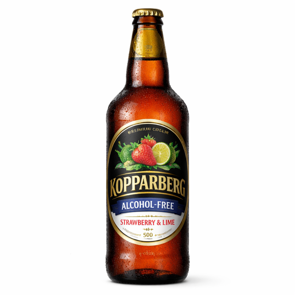 KOPPARBERG ALCOHOL-FREE PREMIUM CIDER WITH STRAWBERRY & LIME 500ML