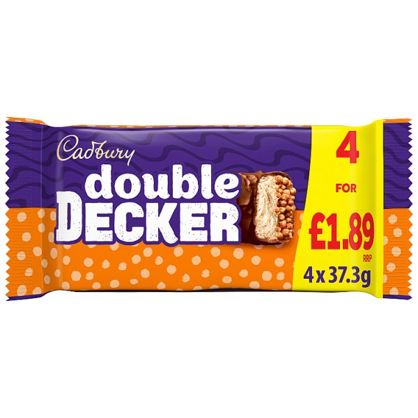 CADBURY DOUBLE DECKER CHOCOLATE BAR 4 PACK MULTIPACK £1.89 PMP 149.2G