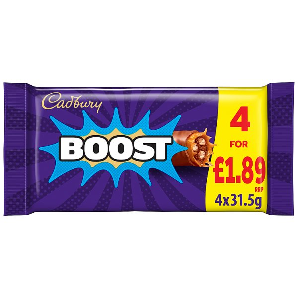 CADBURY BOOST CHOCOLATE BAR 4 PACK MULTIPACK £1.89 PMP 126G