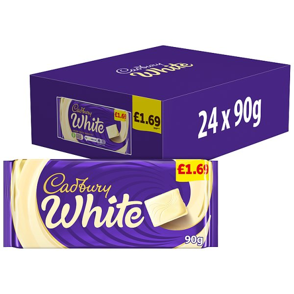 CADBURY WHITE CHOCOLATE BAR £1.69 PMP 90G