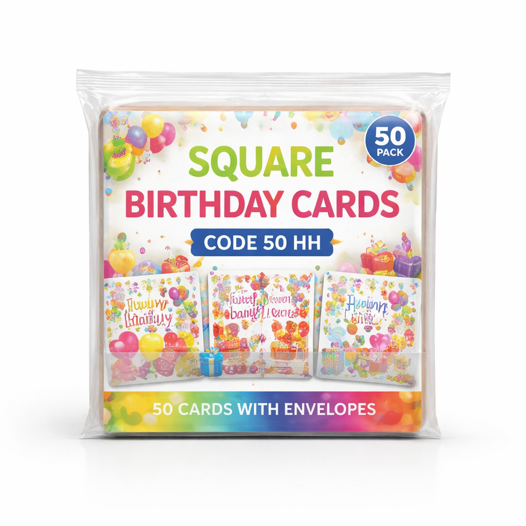 SQUARE BIRTHDAY CARDS CODE 50 HH