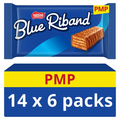 BLUE RIBAND MILK CHOCOLATE WAFER BISCUIT BAR 6 PACK MULTIPACK 108G PMP £1.25