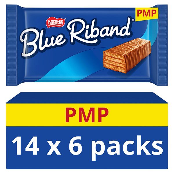 BLUE RIBAND MILK CHOCOLATE WAFER BISCUIT BAR 6 PACK MULTIPACK 108G PMP £1.25