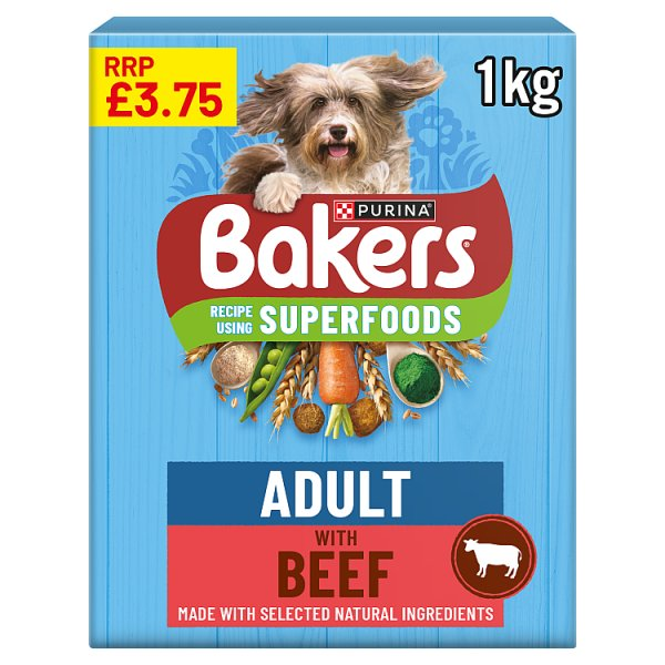 BAKERS SUPERFOODS BEEF WITH VEGETABLES DRY DOG FOOD 1KG PMP