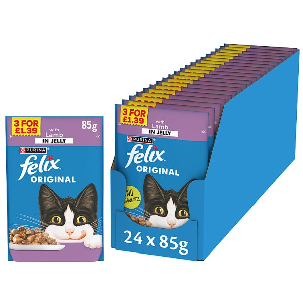 FELIX ORIGINAL LAMB IN JELLY WET CAT FOOD 85G PMP