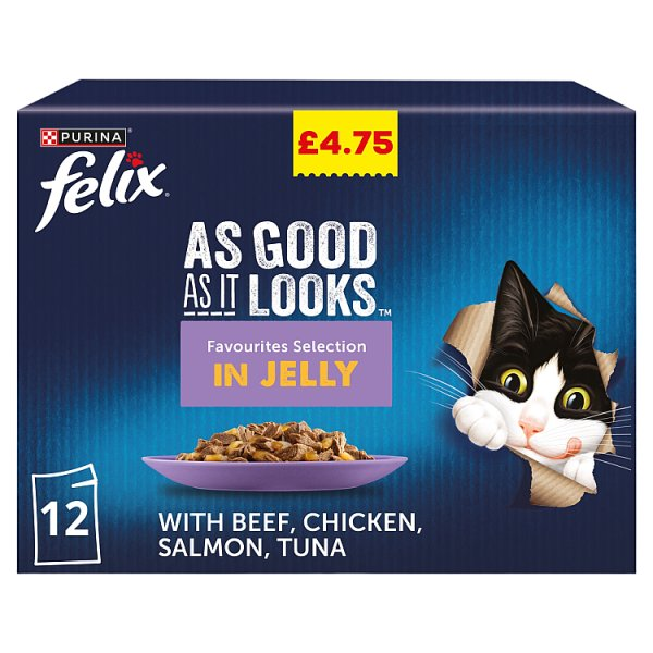 FELIX AS GOOD AS IT LOOKS FAVOURITES SELECTION IN JELLY 12 X 85G (1.02 KG)