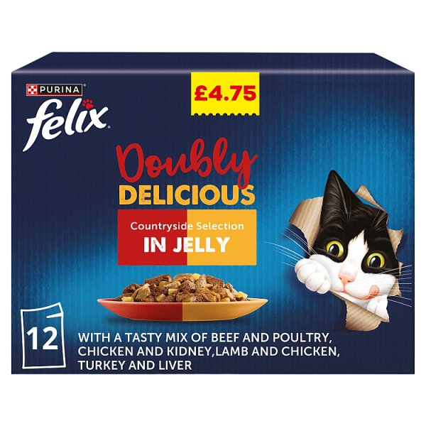 FELIX DOUBLY DELICIOUS COUNTRYSIDE SELECTION IN JELLY 12 X 85G (1.02KG)