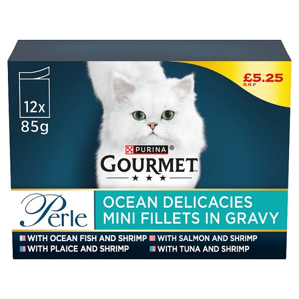 GOURMET PERLE OCEAN DELICACIES MINI FILLETS IN GRAVY 12 X 85G (1020G)