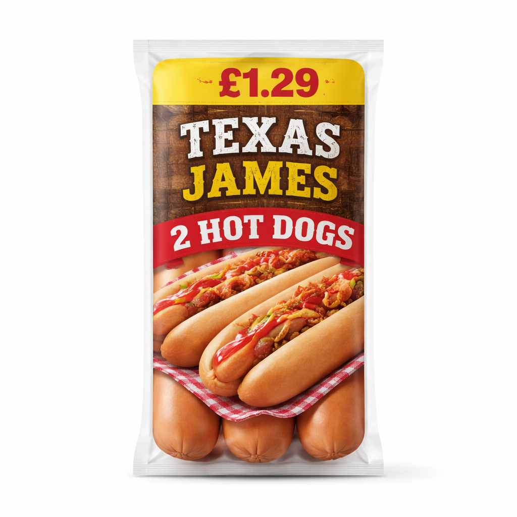 TEXAS JAMES 2 HOT DOGS 248.5G PM